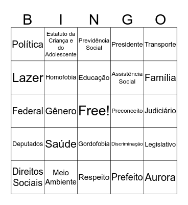 Bingo Social  Bingo Card