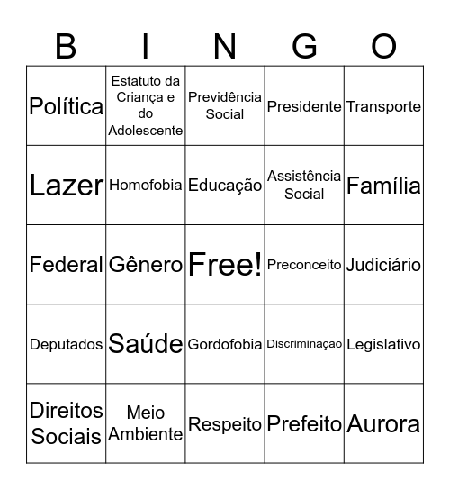 Bingo Social  Bingo Card