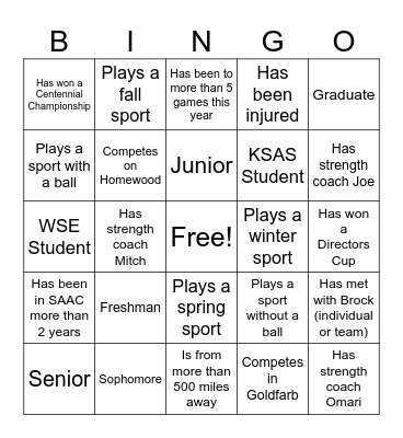 Saac Bingo Card