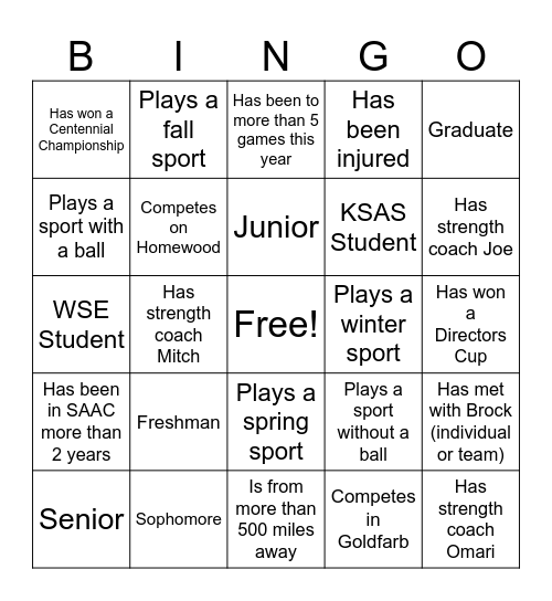 Saac Bingo Card