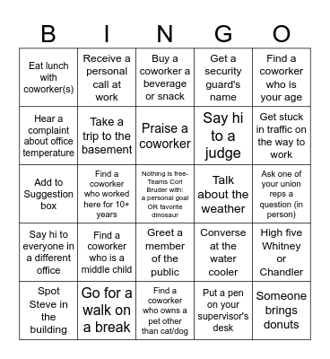 Trial Court Bingo Card