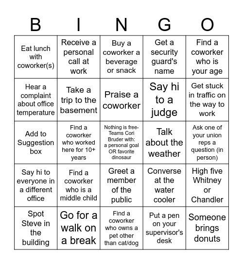 Trial Court Bingo Card