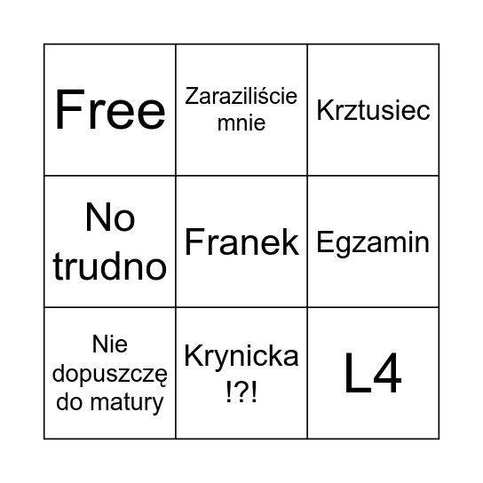 Wróbel Bingo Card