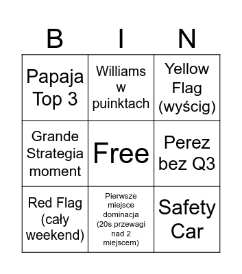 COTA Bingo Card
