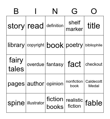 LIBRARY WORDS Bingo Card