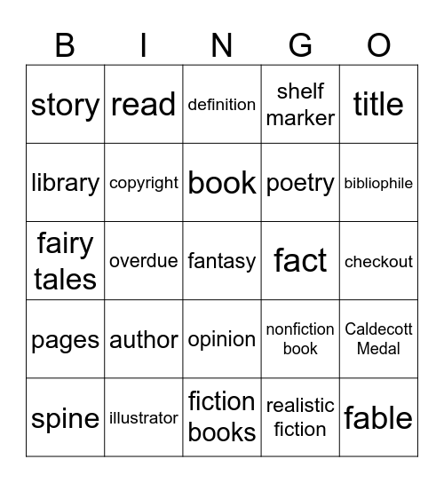 LIBRARY WORDS Bingo Card