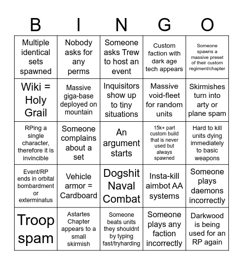 40k Doms Bingo! Bingo Card