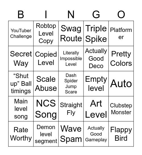 GD Recent Tab 2.2 Bingo Card