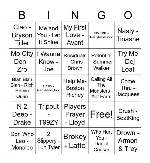 R&Bingo Card