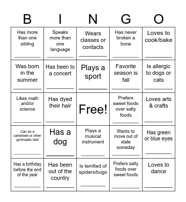 Find someone who... Bingo Card