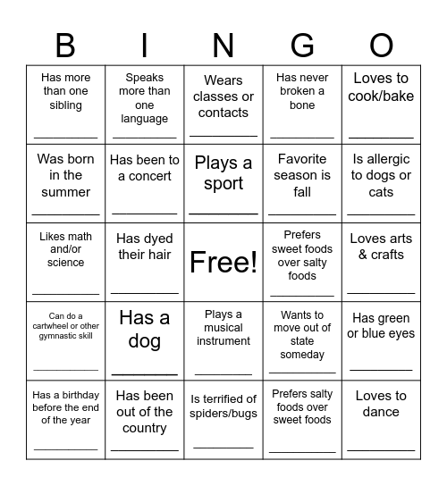 Find someone who... Bingo Card