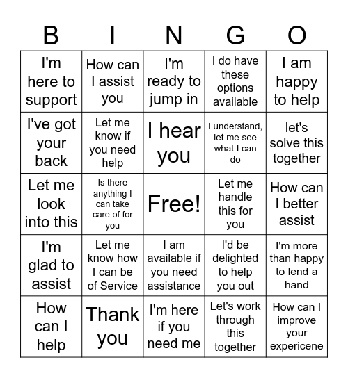 October Fun Bingo Card