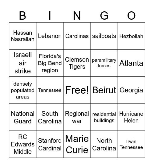 CNN 10 9/30/24 Bingo Card