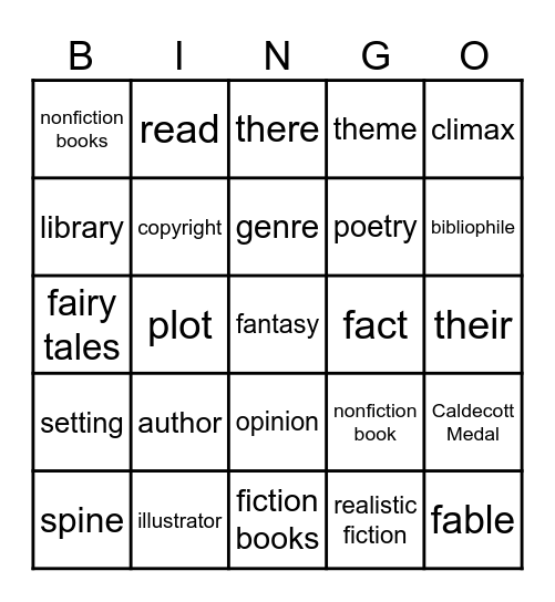 LIBRARY WORDS Bingo Card