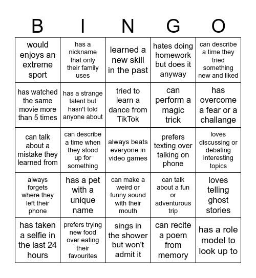 Find someone who... Bingo Card