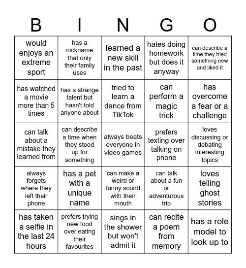 Find someone who... Bingo Card