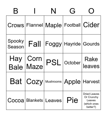 Fall Bingo Card