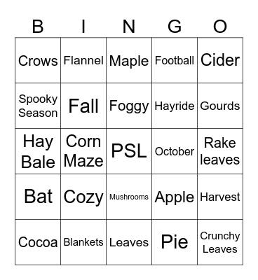 Fall Bingo Card