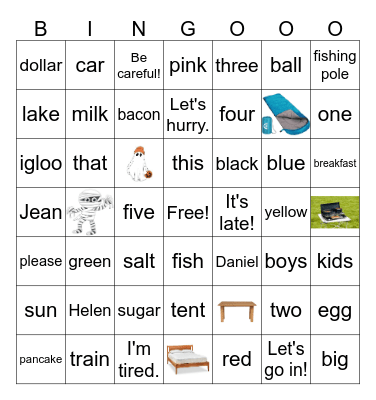 Let's review, kids! Bingo Card