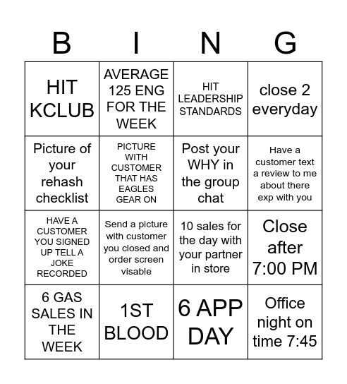 Field Bingo - NRG Bingo Card