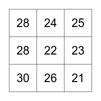 ASL Numbers Bingo Card