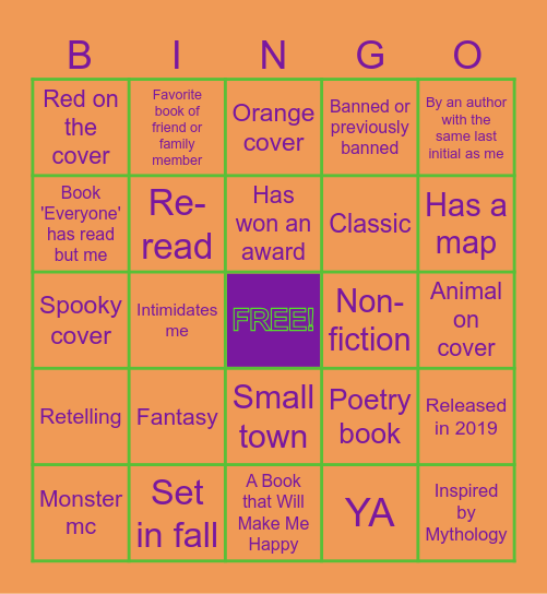 October 2020 TBR Prompts Bingo Card