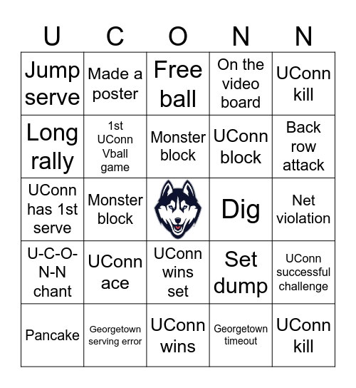 Volleyball Bingo Card