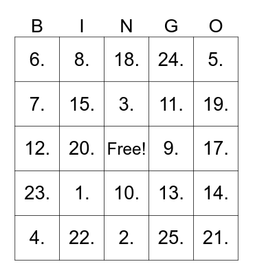 Find The Guest Bingo! Bingo Card
