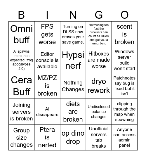 isle update bingo Card