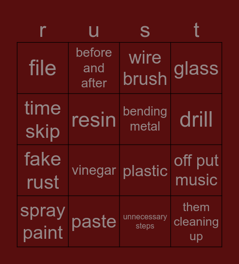 rust Bingo Card