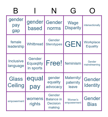 Gender Equality Bingo Card