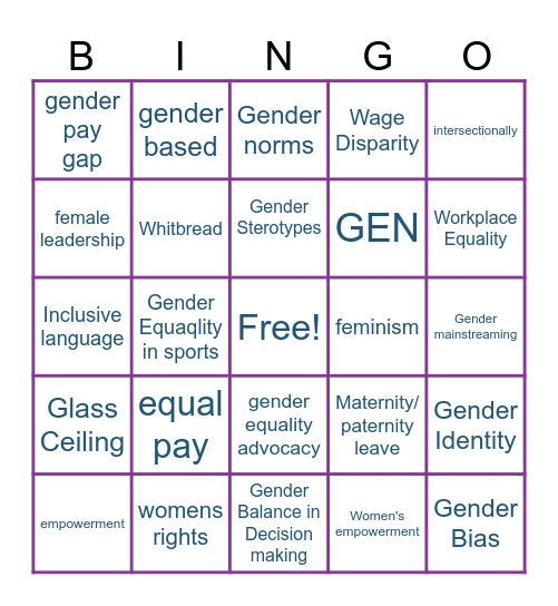 Gender Equality Bingo Card