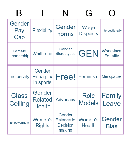 Gender Equality Bingo Card