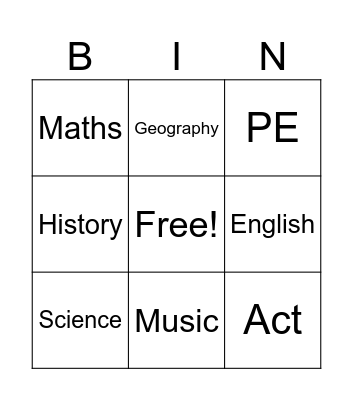 BINGO Card