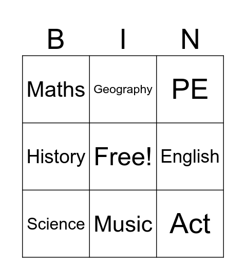 BINGO Card