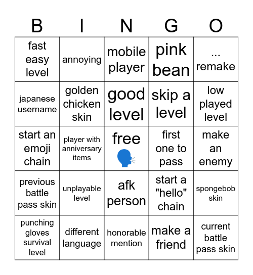 FALL GUYS BINGO Card