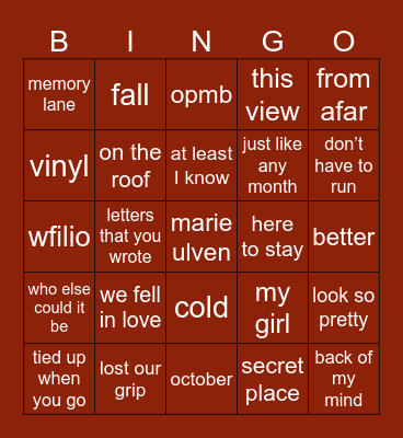 october bingo Card