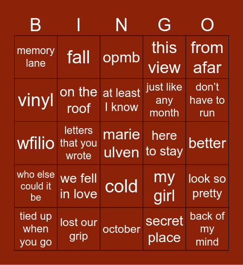 october bingo Card