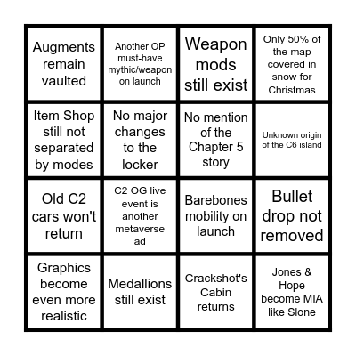 Chapter 6 Bingo Card