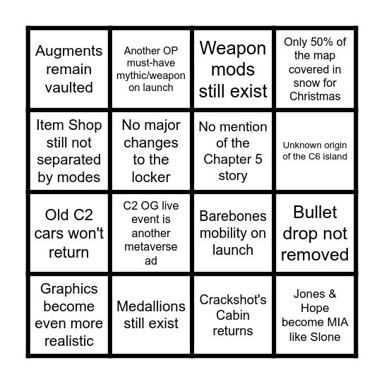 Chapter 6 Bingo Card