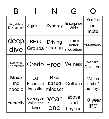 Town Hall Bingo Card