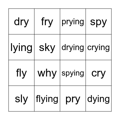 Lesson 73: y /i/ Bingo Card