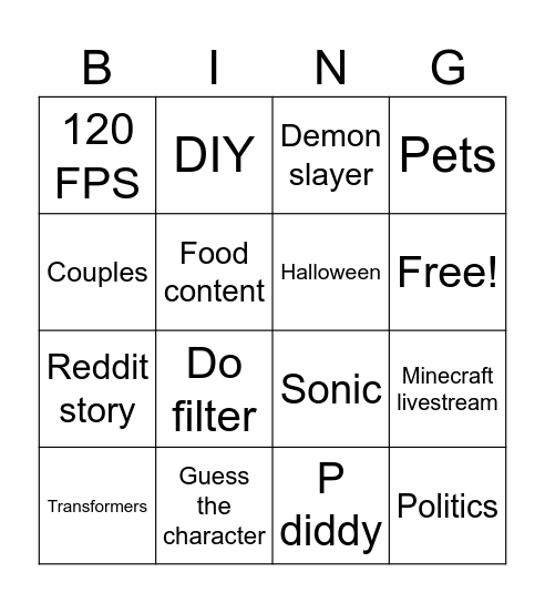 Untitled Bingo Card