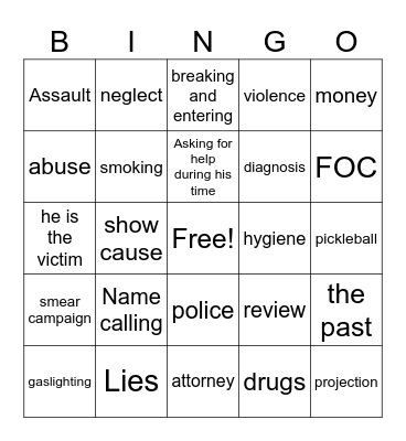 Bash Bingo Card