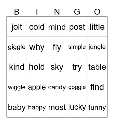 Lesson 76: ending patterns review Bingo Card