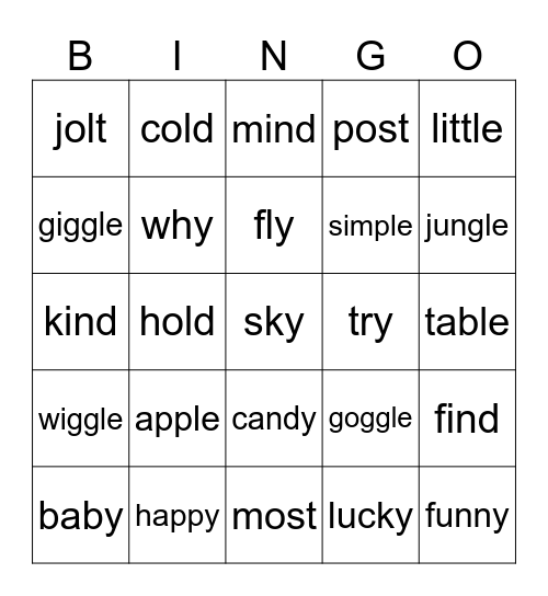 Lesson 76: ending patterns review Bingo Card
