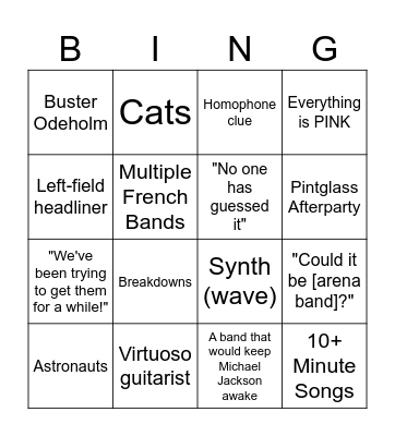 RADAR Announcement Bingo Card