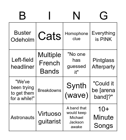 RADAR Announcement Bingo Card