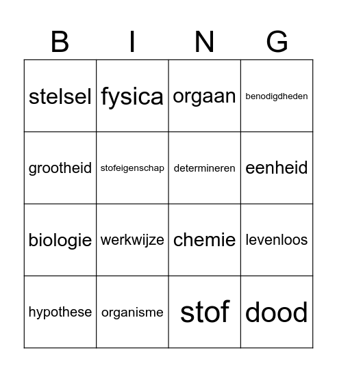 Kennismaken met wetenschappen Bingo Card