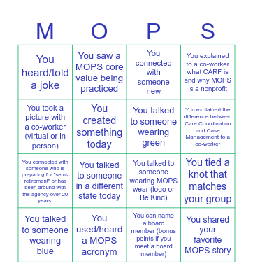 Staff Retreat 2024 Bingo Card